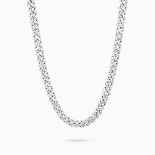 Iced Cuban link chain 5 mm silver