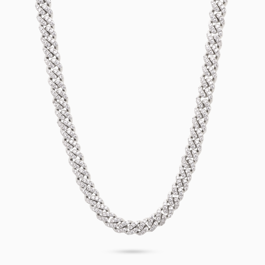 Iced Cuban link chain 5 mm silver