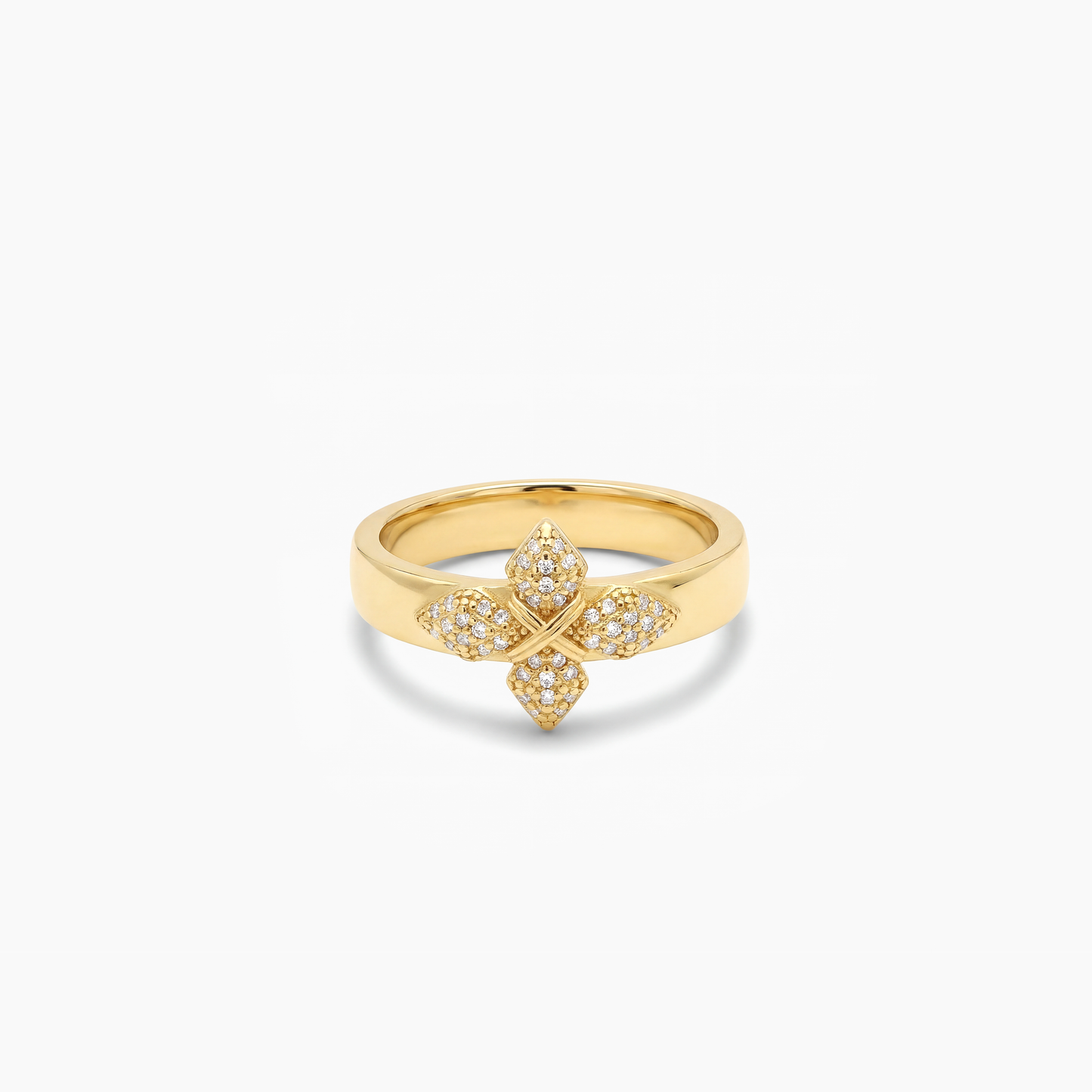 Iced crossed star ring - Gold