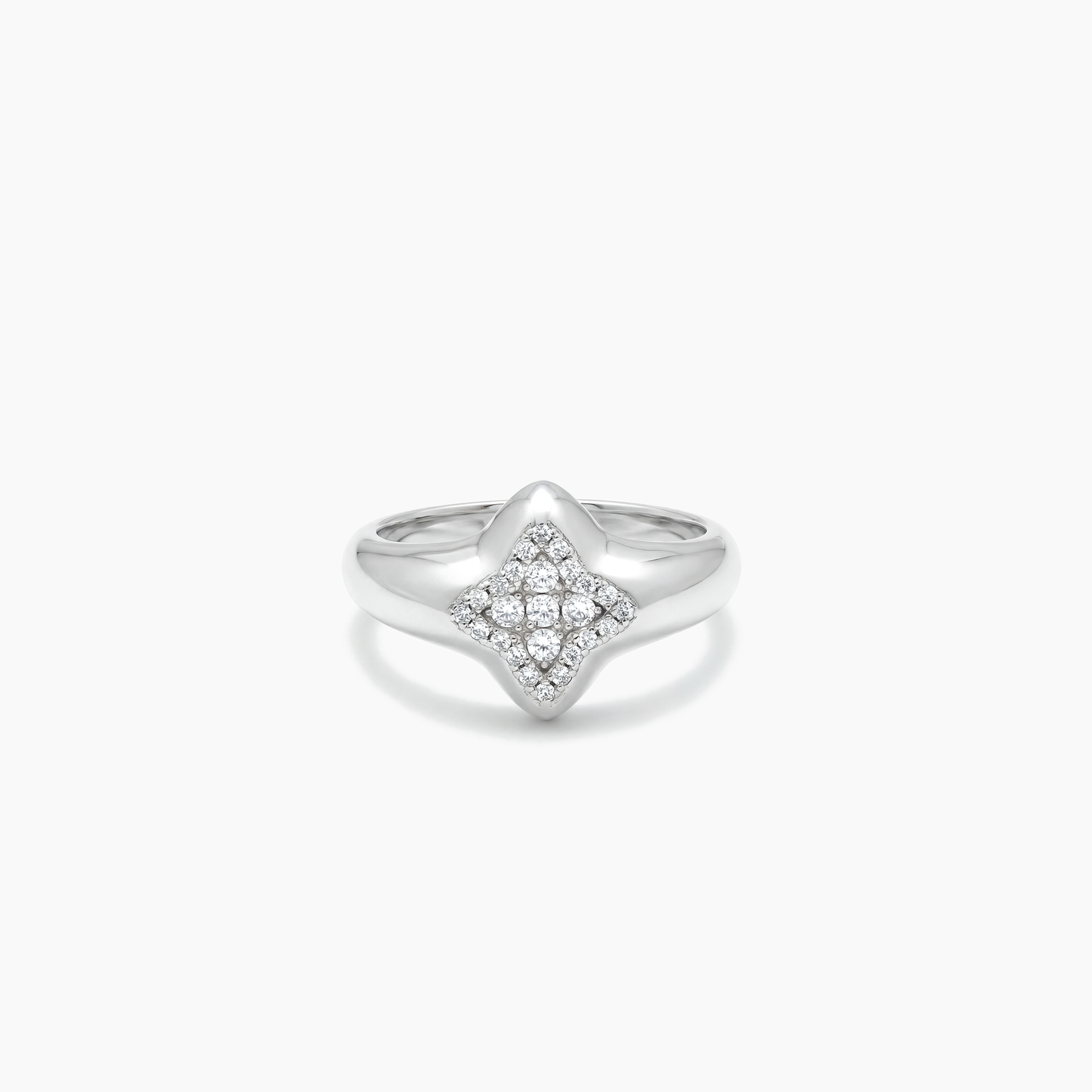 Flower signet ring silver