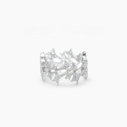 Iced Monogram Ring Silver