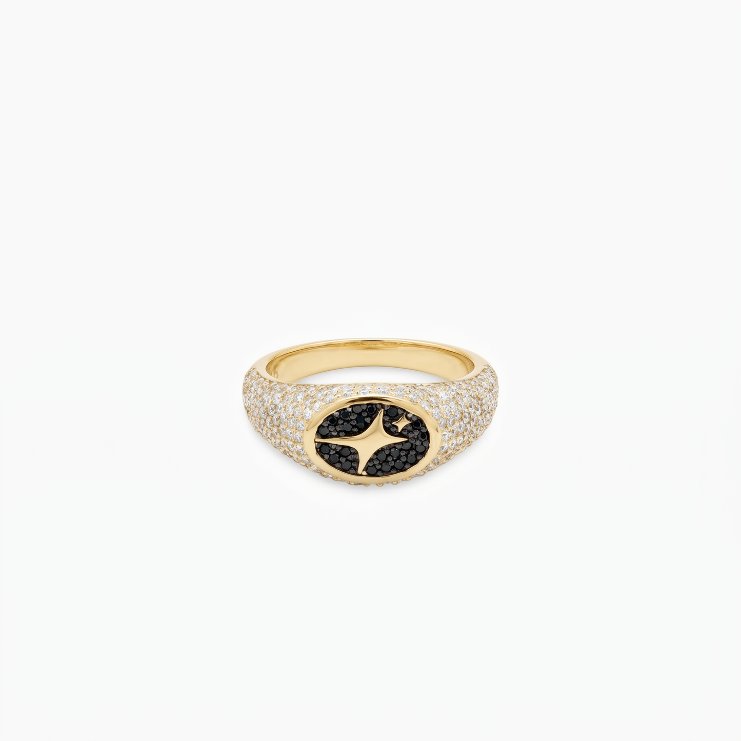 Iced Oval signet ring gold