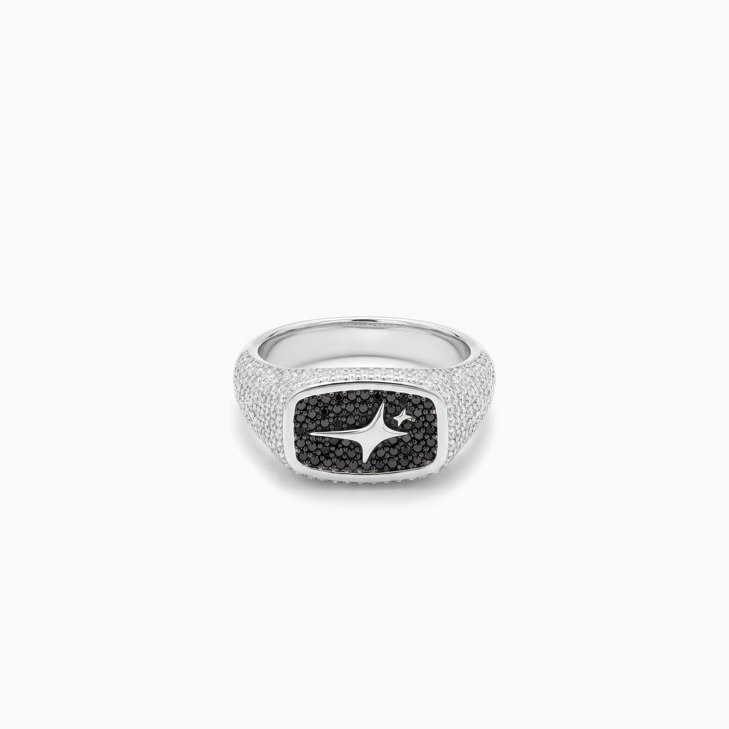 Iced Rectangle signet ring silver