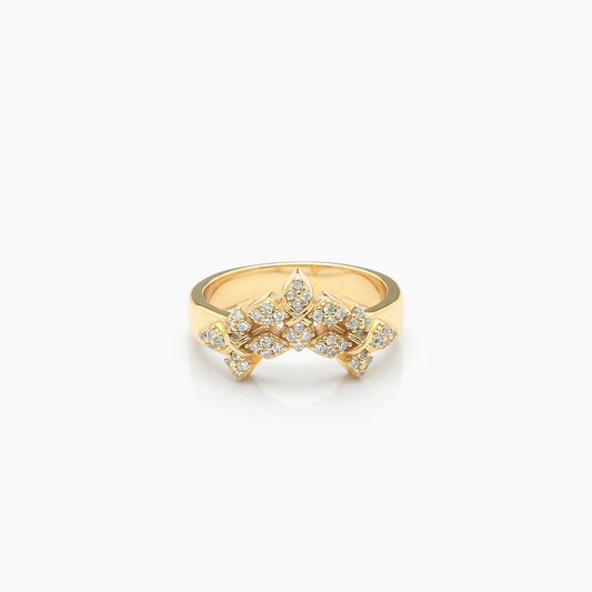 Iced triple crossed star ring- Doré
