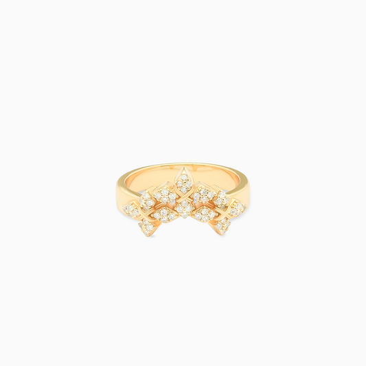 Iced triple crossed star ring- Doré