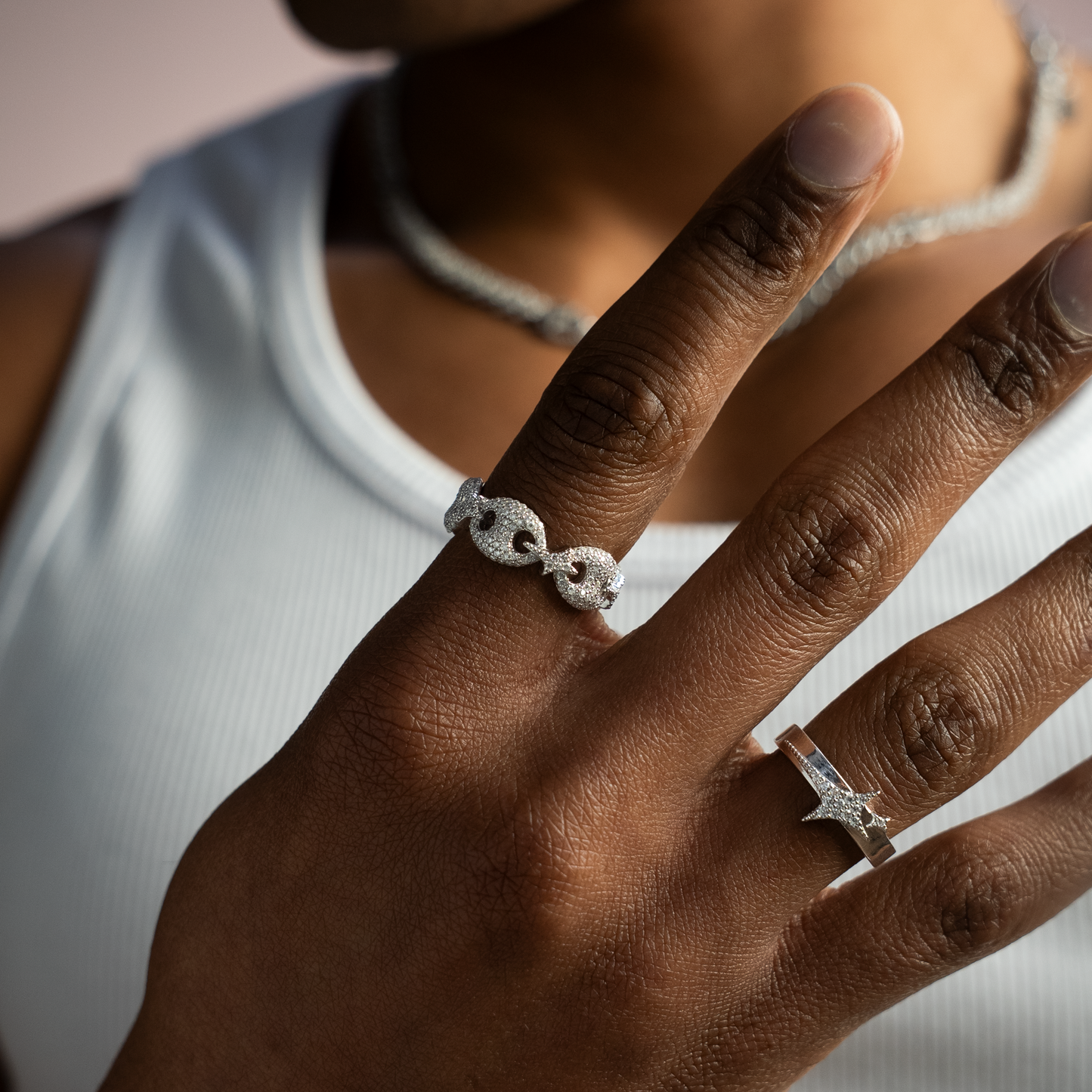 Iced Coffee Beans ring - Silver