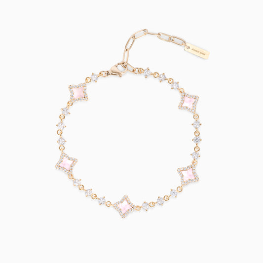 Bracelet Flower Tennis Doré - Motif Rose