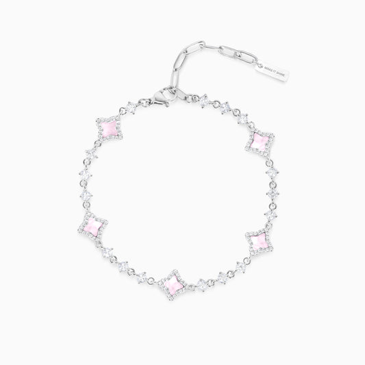 Bracelet Flower Tennis Argenté - Motif Rose