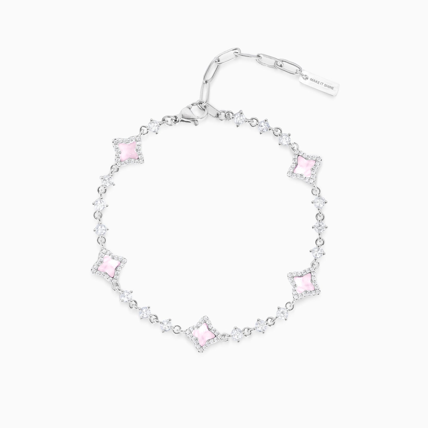 Bracelet Flower Tennis Argenté - Motif Rose