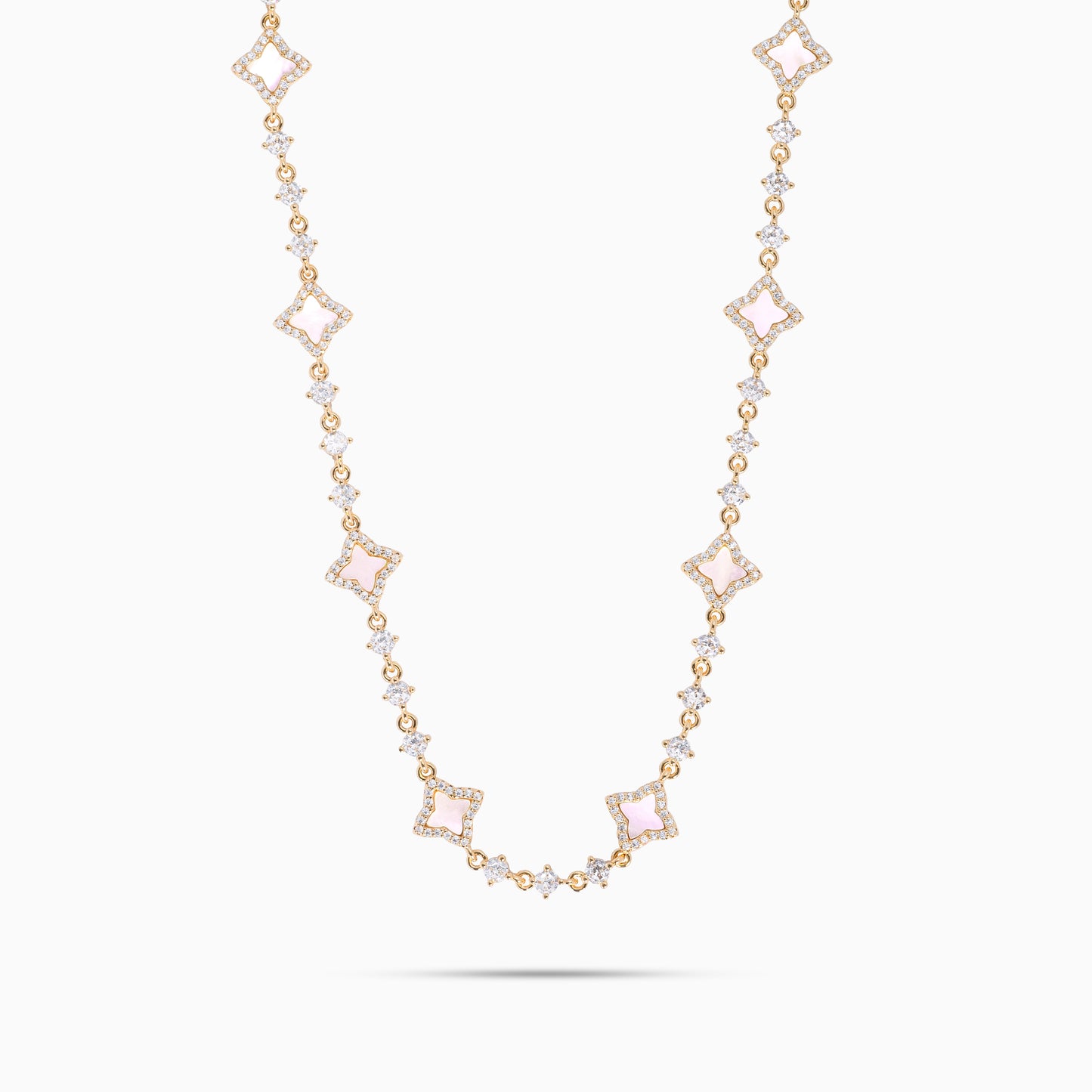 Gold Flower Tennis Chain - Pink