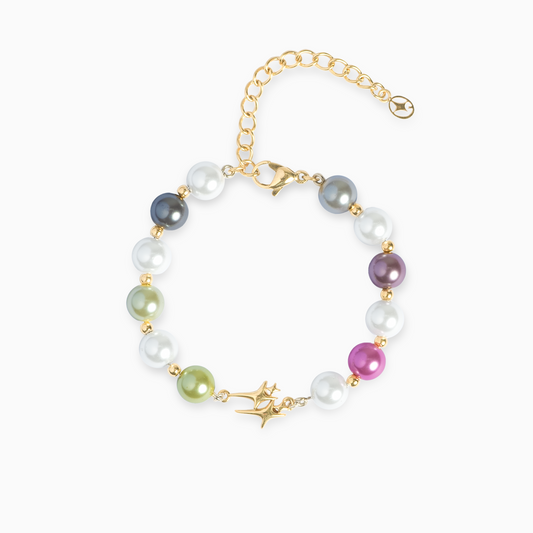 Double Stars Gold Beaded Bracelet - Multicolor