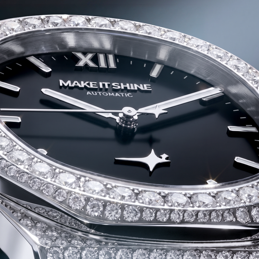 Iced ASON1 - Black Dial & 316L Stainless Steel Bracelet - VVS Moissanite