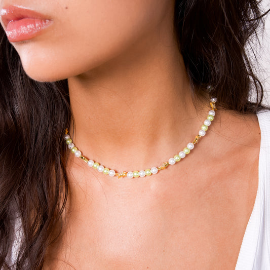 Signature Gold Pearl Chain - White and Green