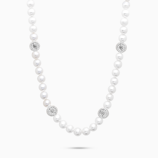 Silver Monogram Pearl Chain