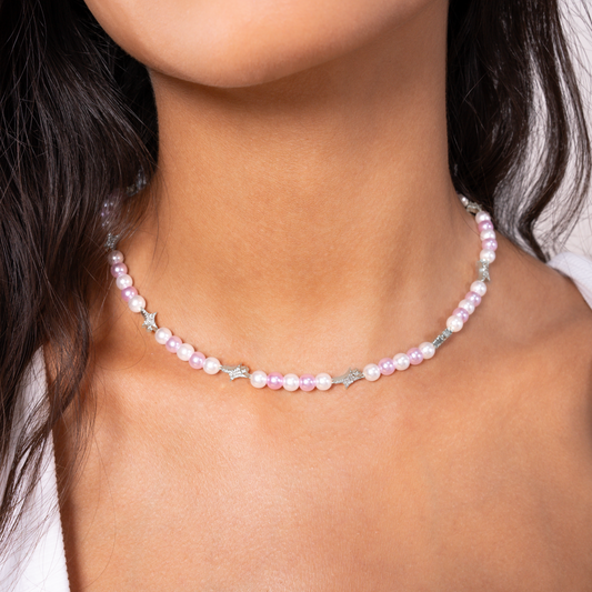 Signature silver Pearl Chain - White and Pink