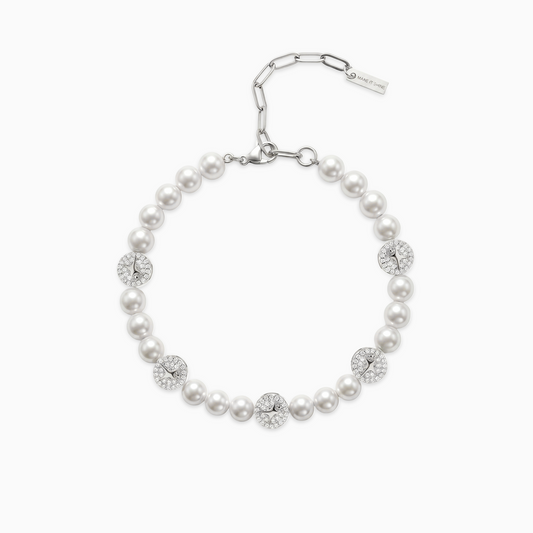 Silver Monogram Pearl Bracelet
