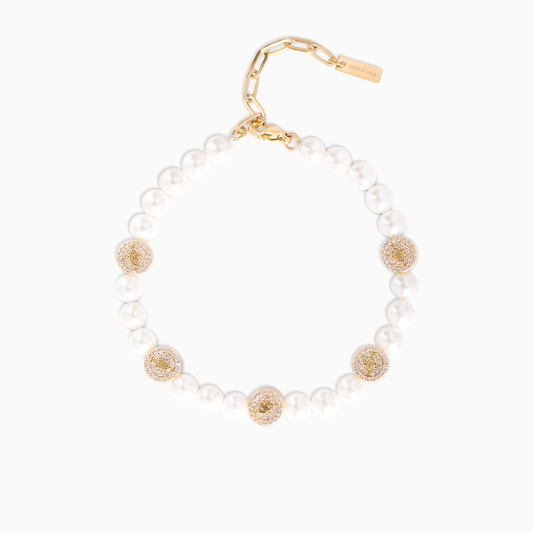 Gold Monogram Pearl Bracelet