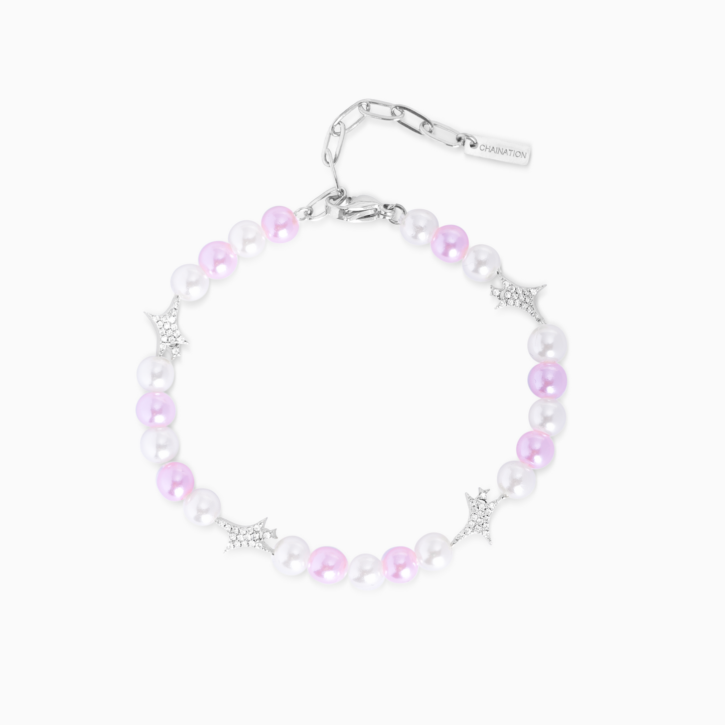 Silver Signature Pearl Bracelet - White and Pink