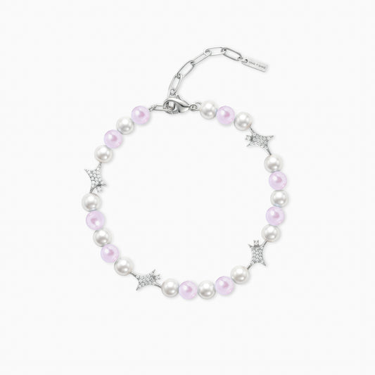 Silver Signature Pearl Bracelet - White and Pink