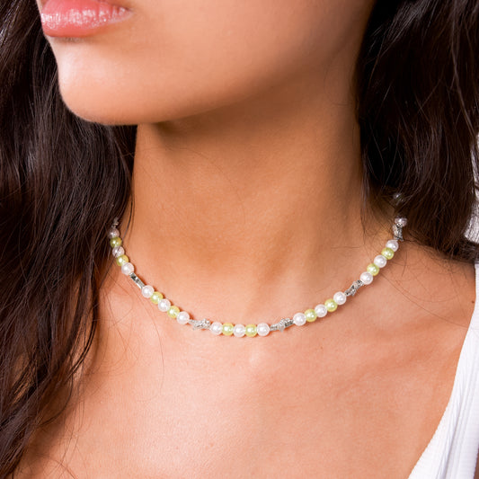 Signature silver Pearl Chain - White and Green