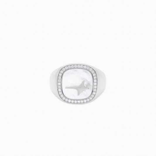 Iced Raw Ring Silver - White Pattern