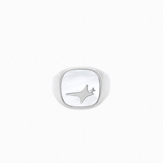 Raw Ring Silver - White Pattern