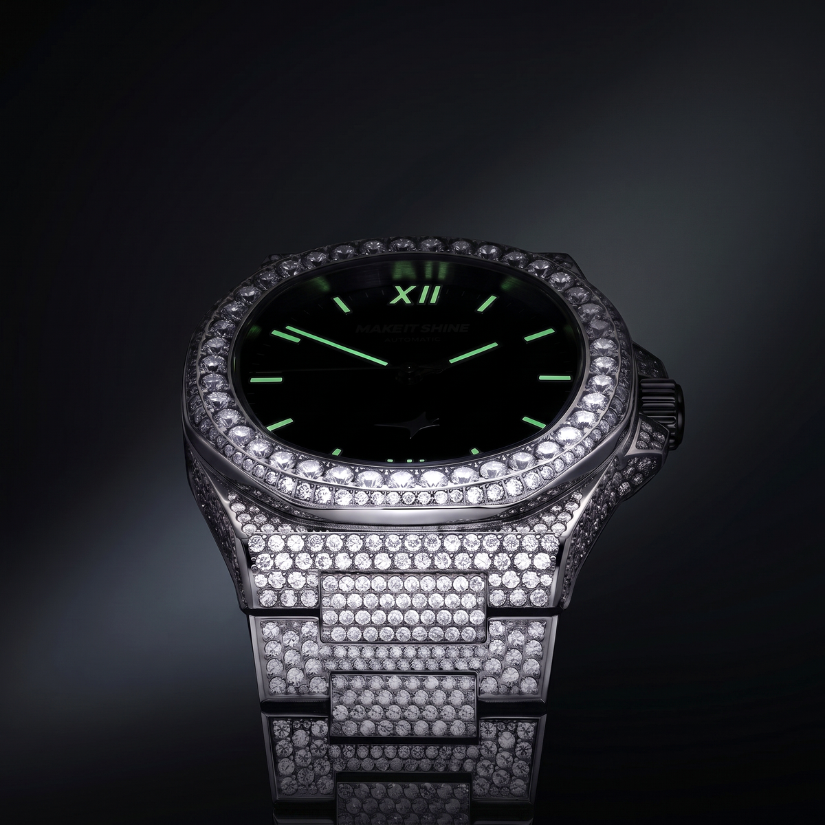 Iced ASON1 - Cadran Blanc & Bracelet Acier inoxydable 316L - Moissanite VVS