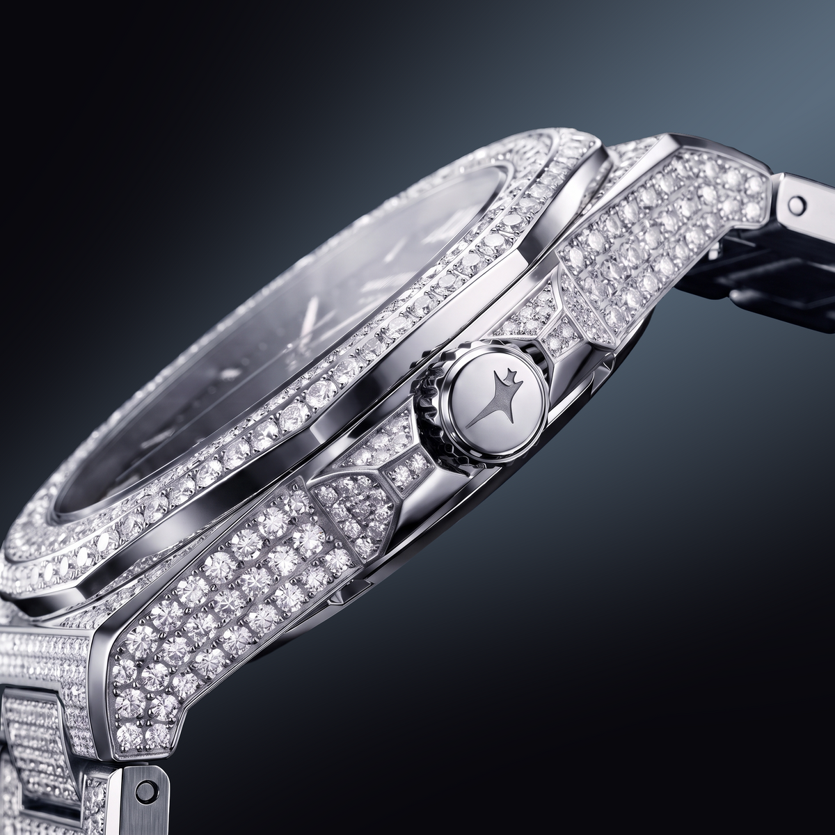 Iced ASON1 - Cadran Blanc & Bracelet Acier inoxydable 316L - Moissanite VVS