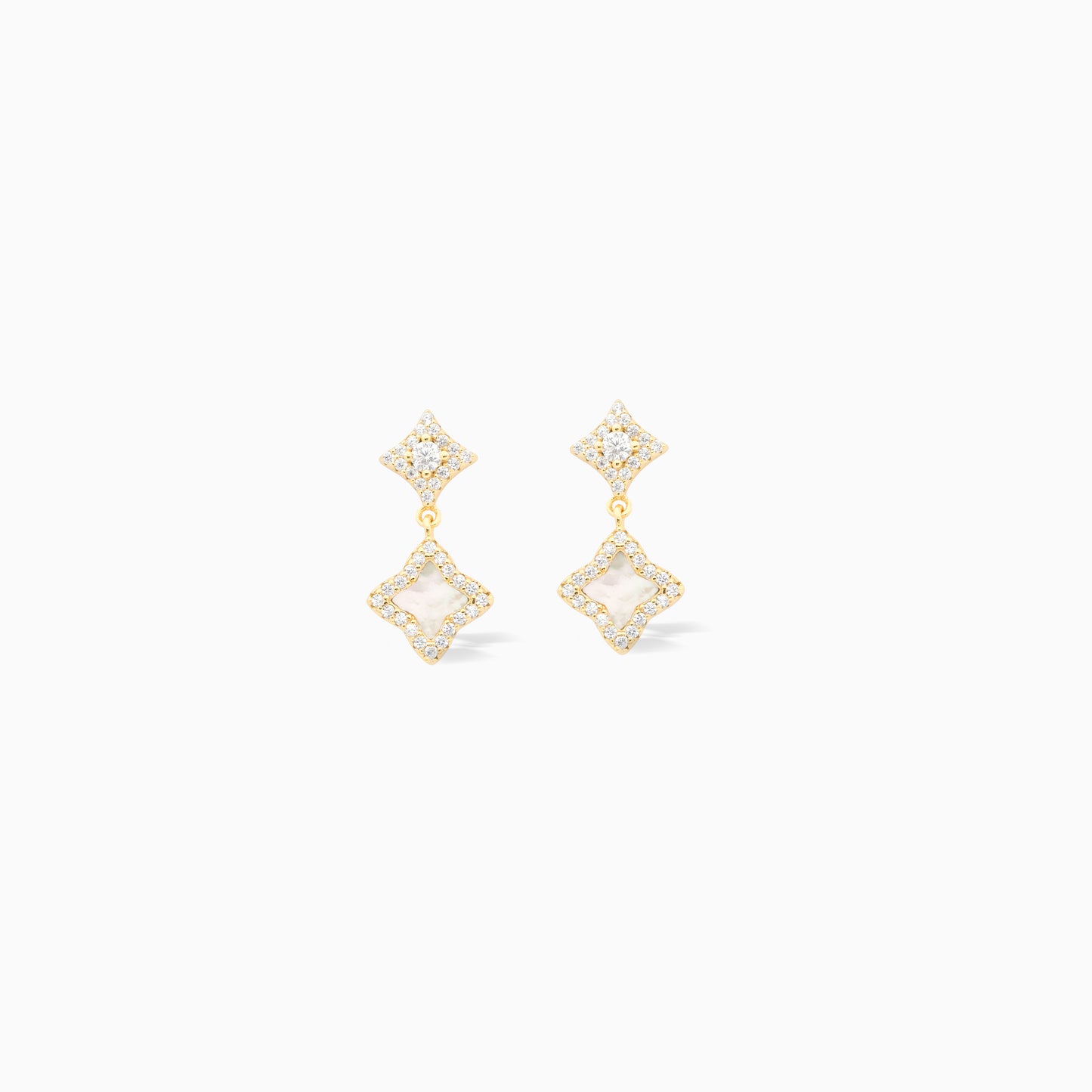 Stars & Flowers earrings dorées - Motif blanc