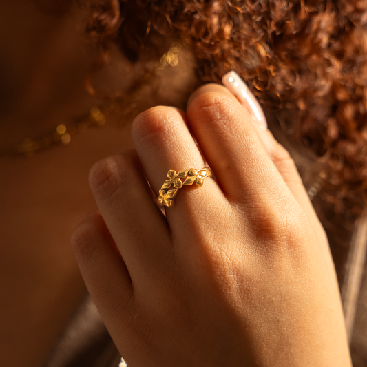 Triple crossed star ring - Gold
