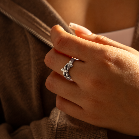 Triple crossed star ring - Silver