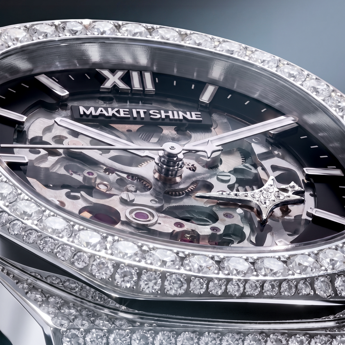 Iced ASON1 - Cadran Skeleton & Bracelet Rubber - Moissanite VVS