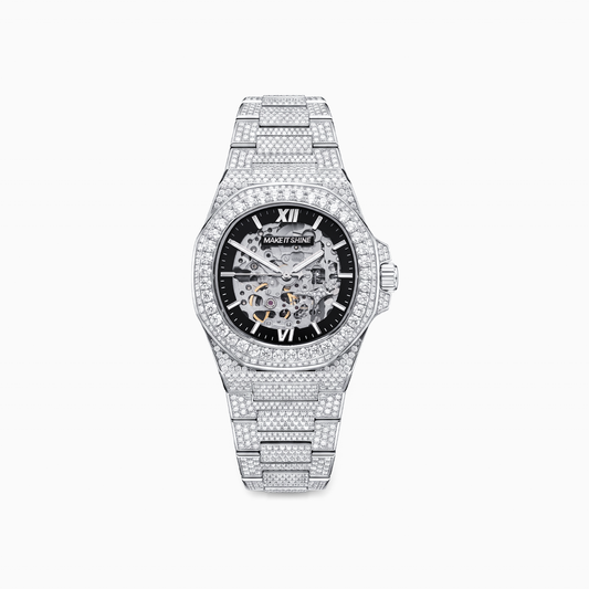 Iced ASON1 - Skeleton Dial & 316L Stainless Steel Bracelet - VVS Moissanite