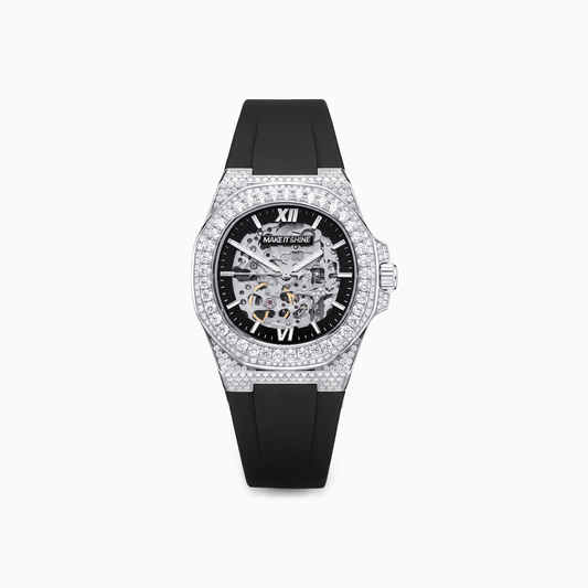 Iced ASON1 - Skeleton Dial & Rubber Strap - VVS Moissanite