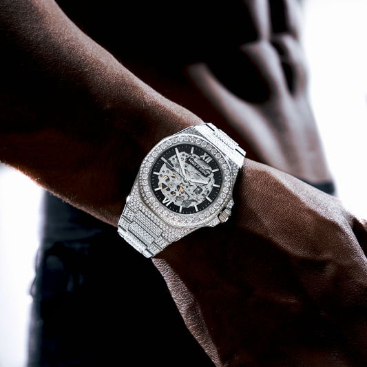 Iced ASON1 - Skeleton Dial & 316L Stainless Steel Bracelet - VVS Moissanite
