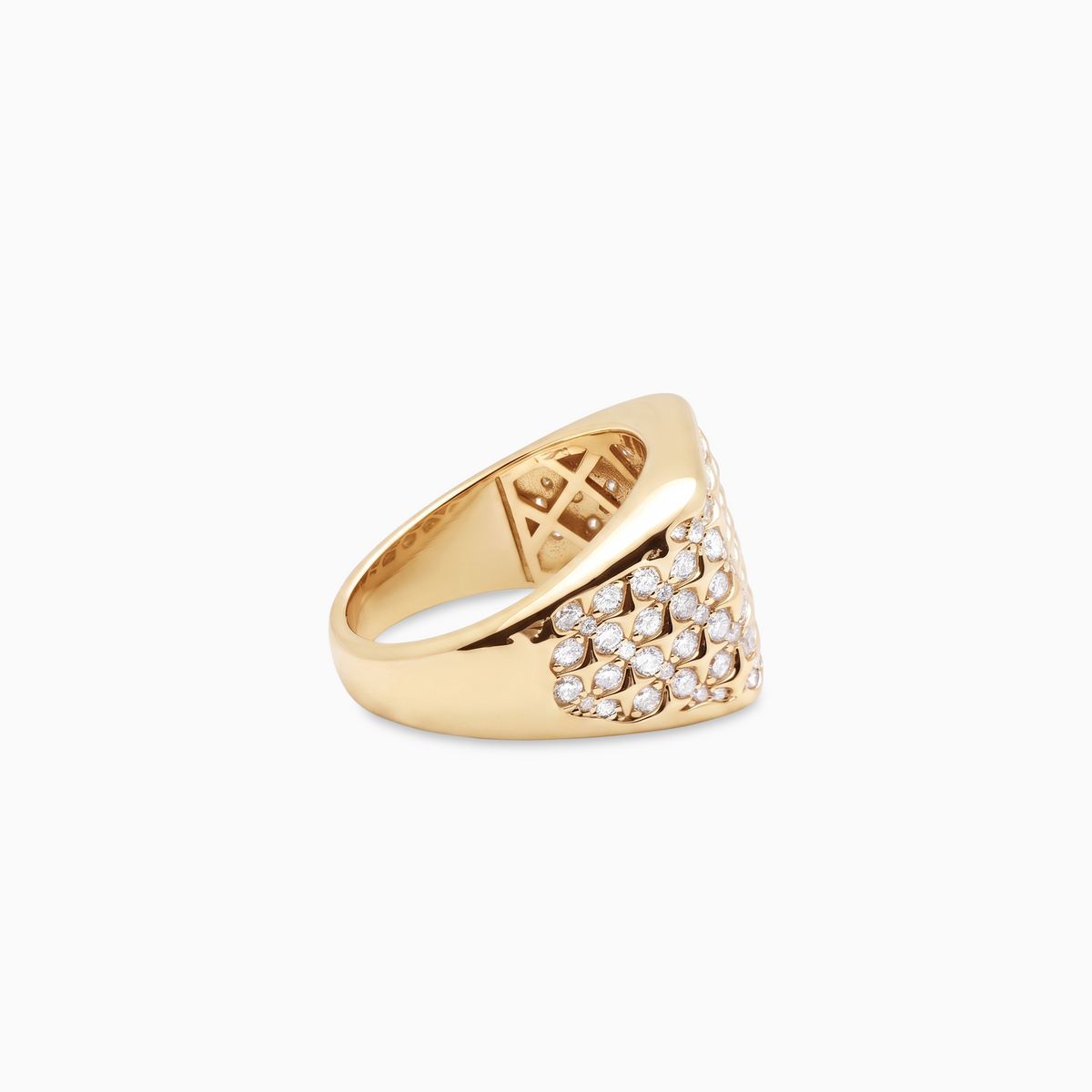 Iced Starfield Square signet ring - 925 Sterling Silver / 18K Gold Plating & VVS Moissanite