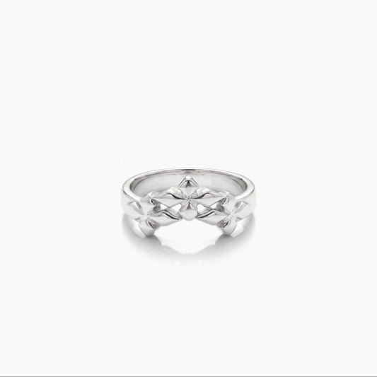 Triple crossed star ring - Argenté