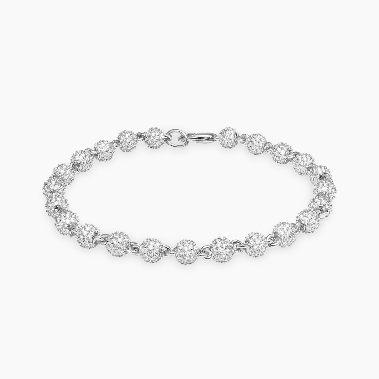 Bead link bracelet 6mm silver