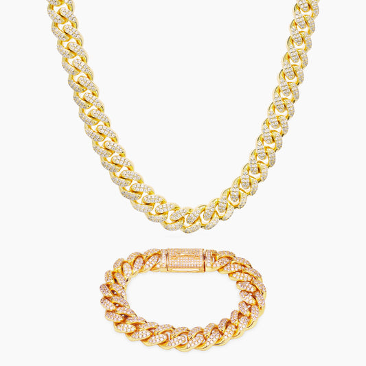 Iced cuban link 12mm set