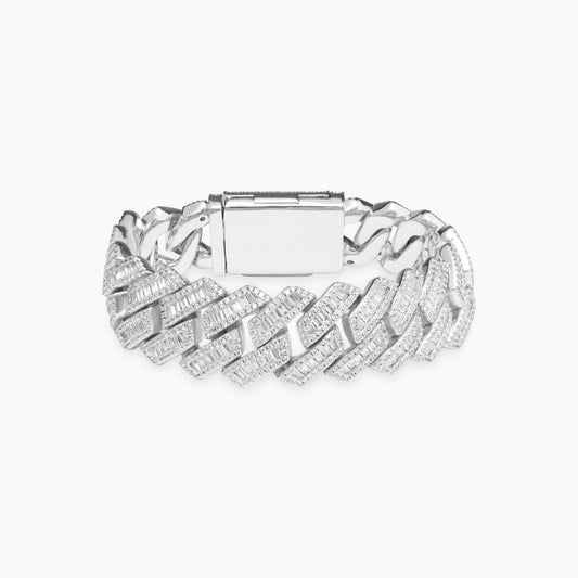 Bracelet Prong baguette link 19 mm argenté